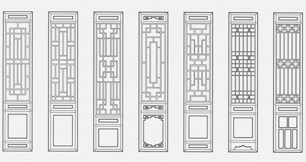 覃塘常用中式仿古花窗图案隔断设计图